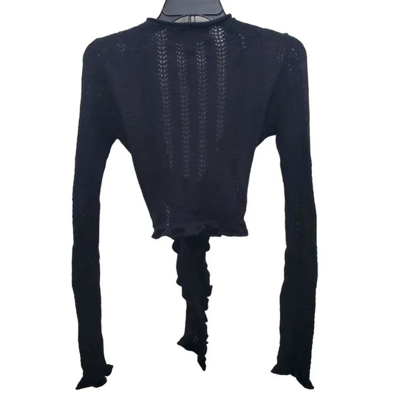 Juicy Couture Women's Y2K Black Knit Tie Front Balletcore Rare P&G Cardigan Sz S - Picture 2 of 7